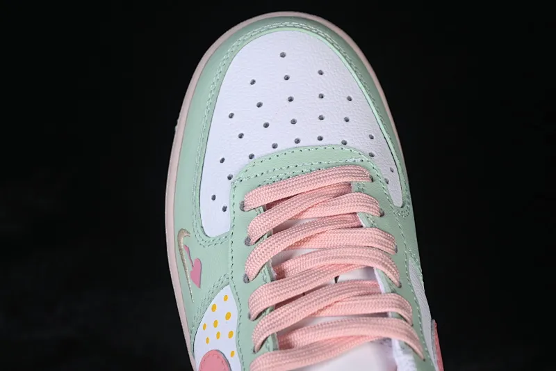 All categories Nk Air Force 1 Air Force series Nk Air Force 1 Low Air Force low top Nike Air Force 1'07 Low "Mint & Pink Sweetheart" Hand-painted graffiti Green and pink sweetheart Air Force 1 low-top casual sneakers DB3301-909